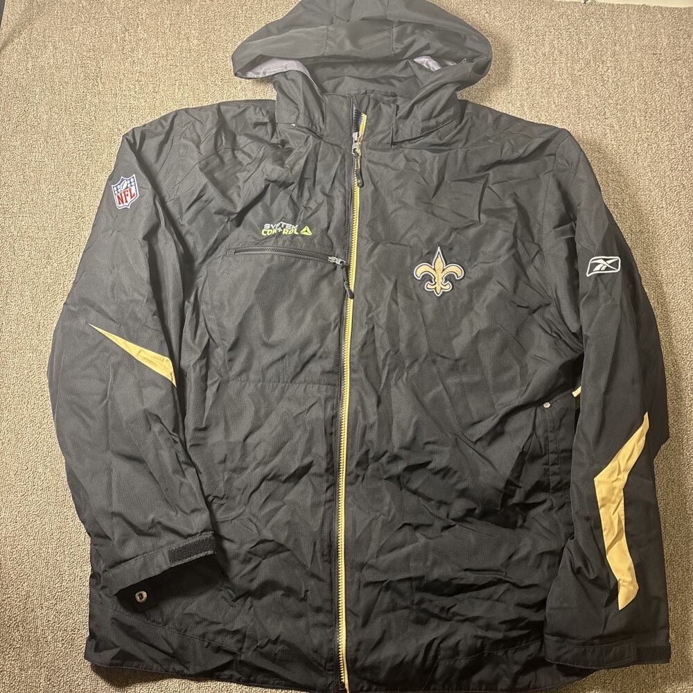 New Orleans Saints Menons Full Zip Heavy Windbreaker 3XL Reebok Black Gold NFL
